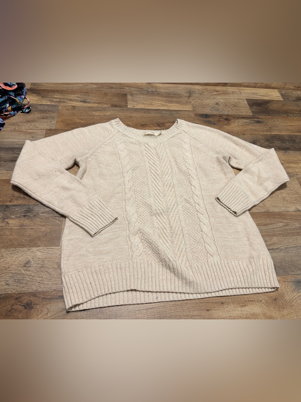 Faded Glory Kids Cable Knit Sweater Size L (12–14) Cream Cozy Pullover